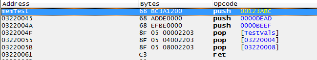 Assembled opcode